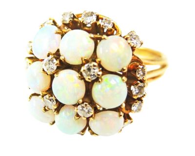 Vintage Opal and Diamond Ring