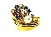 Vintage Pearl Sapphire Diamond Ring