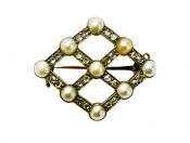 Vintage Pearl and Diamond Brooch