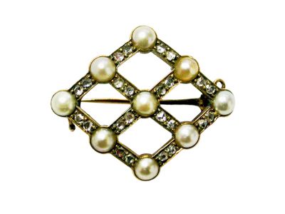 Vintage Pearl and Diamond Brooch