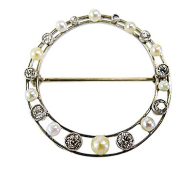 Vintage Pearl and Diamond Brooch