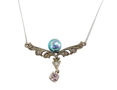 Vintage Pearl and Diamond Necklace