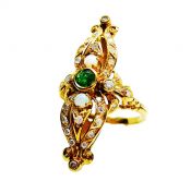 Vintage Portuguese Emerald Opal Diamond Ring