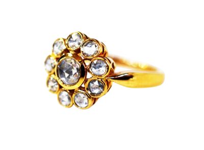 Vintage Rose Cut Diamond Cluster Ring