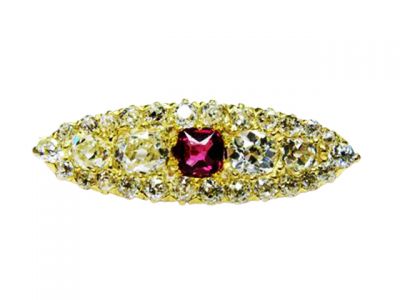 Vintage Ruby and Diamond Brooch