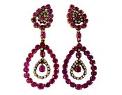 Vintage Ruby and Diamond Drop Earrings