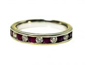 Vintage Ruby and Diamond Half Eternity Band
