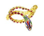 Vintage Ruby and Enamel Snake Bracelet