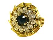 Vintage .52ct Sapphire and Diamond Cluster 14kt Ring