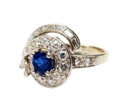 Vintage 1.06ct Sapphire and Diamond Platinum and 14kt Ring