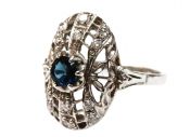 Vintage .54ct Sapphire and Diamond 18kt Ring