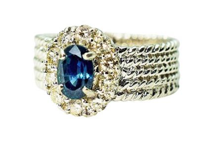 Vintage 1.10ct Sapphire and Diamond Platinum Ring