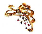 Vintage Sapphire and Ruby Brooch