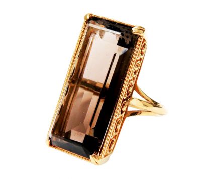 Vintage Smoky Quartz Solitaire Ring