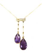 Vintage Amethyst and Seed Pearl Necklace