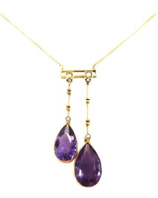 Vintage Amethyst and Seed Pearl Necklace