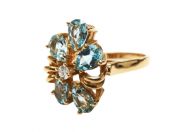 Vintage Diamond and Aquamarine 14kt Ring