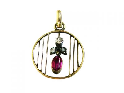 Vintage Diamond Paste Syn Ruby Pendant