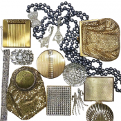 Vintage Hollywood Glam Compacts, Purses & Rhinestone Jewellery