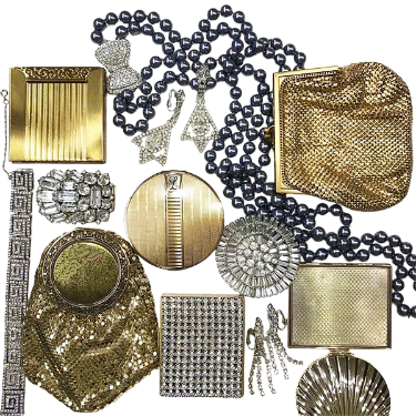 Vintage Hollywood Glam Compacts, Purses & Rhinestone Jewellery
