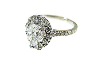 Vintage Inspired Pear Diamond Ring