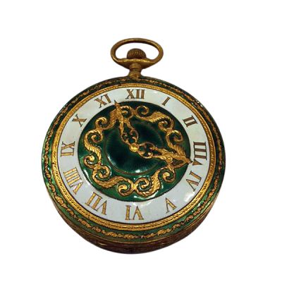 Vintage Italian Florentine Pocket Watch Powder Compact