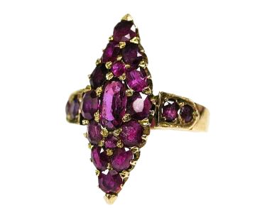 Antique Navette Shaped Ruby Ring