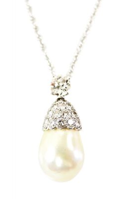 Vintage Pearl and Diamond Pendant