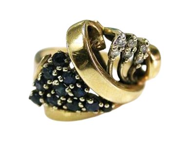 Vintage Diamond and Sapphire 10-14kt Ring