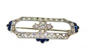 Vintage Diamond and Sapphire Brooch