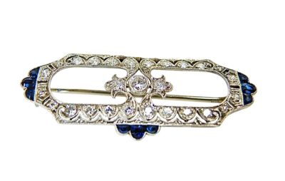 Vintage Diamond and Sapphire Brooch