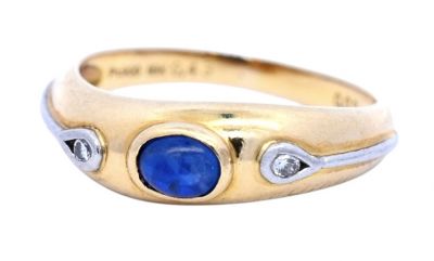 Vintage .43ct Sapphire and Diamond 18kt Ring
