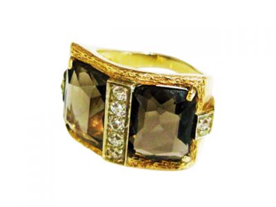 Vintage Smoky Quartz and Diamond Ring