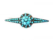 Vintage Yellow Gold Filled Turquoise Bar Brooch