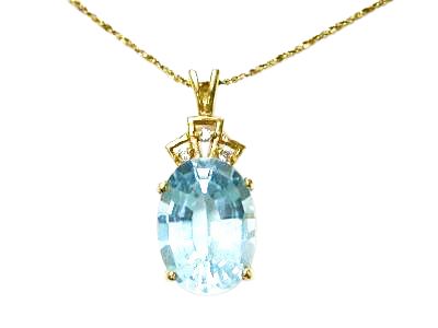 Vintage 5.68ct Aquamarine and Diamond 14kt Pendant