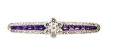 Art Deco Diamond and Amethyst Floral Bar Brooch