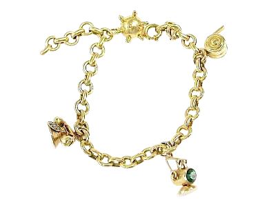 Vintage Gold Charm Bracelet with Four Charms