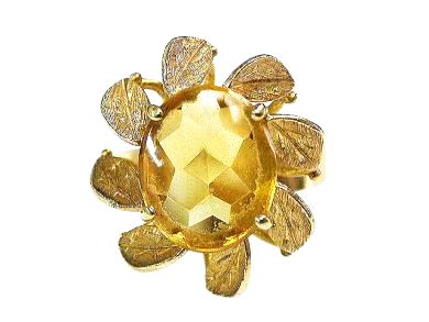 Vintage Citrine Solitaire Ring