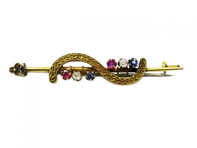 Diamond Sapphire Ruby Brooch