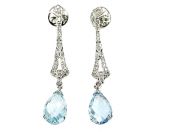 Vintage Aquamarine and Diamond Earrings