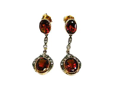 Edwardian Inspired Citrine and Diamond Drop Earrings