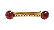 Edwardian Rose Gold Garnet and Pearl Bar Brooch