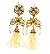 Fresh Water Pearl and Sapphire Drop Earrings