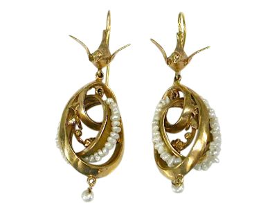 Vintage Freshwater Pearl Drop 14kt Earrings