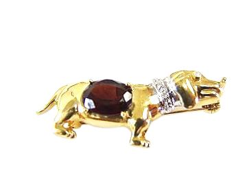 Garnet Dog Brooch
