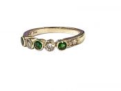 Mid-Century Green Garnet and Diamond Ring