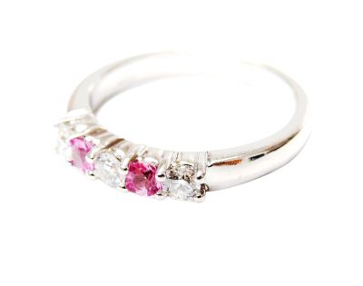 Modern Pink Sapphire and Diamond Ring