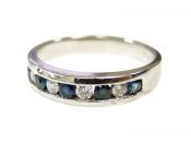 Modern Sapphire and Diamond Half Eternity Band