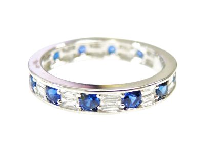 Modern Sapphire and Diamond Eternity Band