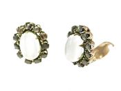 Vintage Floral Moonstone and Star Sapphire Earrings